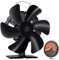 MIVITOOM Ventilateur à bûches à 6 lames avec thermomètre – Mini ventilateur alimenté par la chaleur pour poêle à bois, fonctionnement silencieux et respectueux de l'environnement pour poêle à bûches