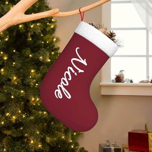 Naispanda Personalisierte Weihnachten dekorative Socken Xmas Strümpfe personalisiert mit Name Text Customized Weihnachtsstrümpfe Hängende Dekorationen für Kamin Weihnachtsbaum