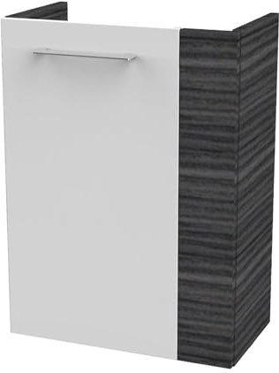FACKELMANN B.PERFEKT Waschbeckenunterschrank schmal – Unterschrank für Waschtisch im Gäste-WC (44 cm x 60 cm x 24,3 cm) – Tür Links – SBC Badezimmerschrank hängend in Anthrazit/Schwarz Holzoptik/Weiß