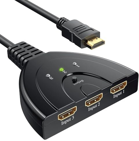 HDMI Switch, ZISONIX Switch HDMI 3 Ports Commutateur HDMI Sélecteur Splitter Manuel | 3 Entrées à 1 Sortie HDMI Switcher | Full HD 4K / 3D Pris en Charge avec Un Câble Haute Vitesse