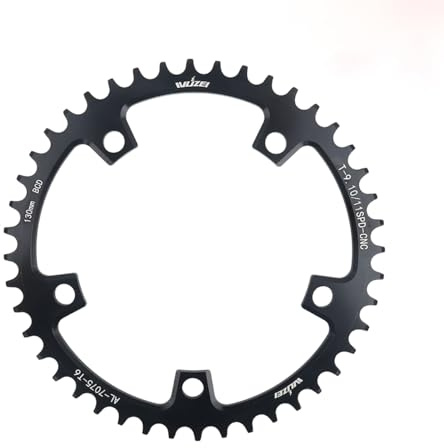 KTKEET 110/130 BCD Plateau de pédalier 36/38/40/42/44/46/48/50/52/54/56/58/60T 5 vis rondes étroites et larges pour vélo de route pliable 9/10/11 vitesses (130BCD 38T)