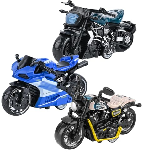 SIEBOLD 3 Stück Motorrad Spielzeug für Kinder,Simulation Motorrad Modell,Pull Back Motorrad Spielzeug,für Kinder Lntellektuelles Spielzeug Weihnachten GeburtstagParty Geschenke
