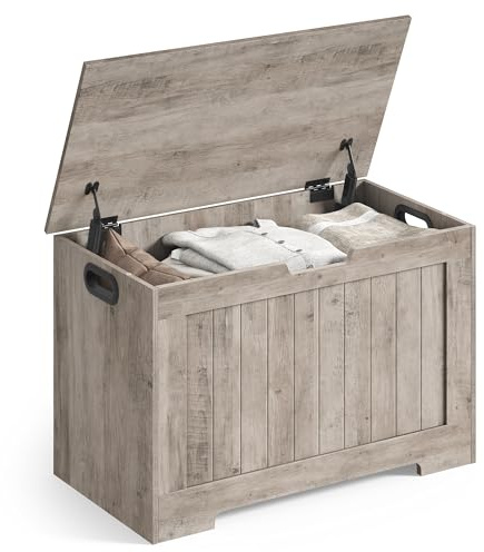VASAGLE Storage Chest, 29.9 Inches Width Bench with 2 Safety Hinges