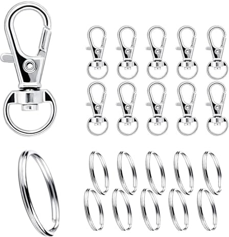 10 Stück Schlüsselanhänger Karabiner, Karabinerhaken Klein mit Drehgelenk Schlüsselkarabiner Key Ring Metall für DIY Keychain Anhänger Basteln