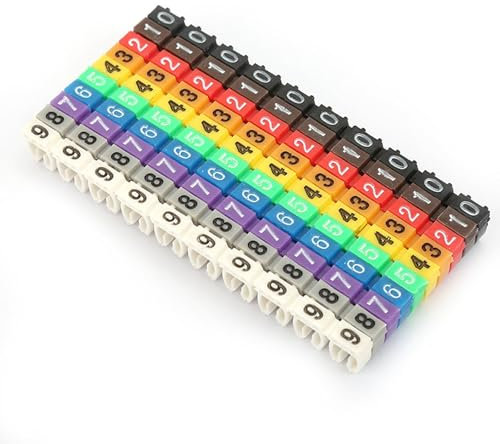 Numero Digitale del Tubo Etichetta del Numero del Filo Marcatore del Cavo del Tubo Kit di Etichettatura del Cavo Colorato Per L'etichettatura dei Cavi(2.5mm²-100 pezzi)
