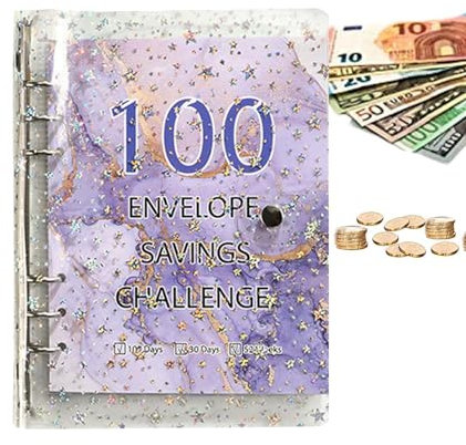 Geldspar-Ordner, 100 Umschläge, Geldspar-Herausforderung - 5 Geldspar-Budgetordner - 100 Umschläge-Challenge-Ordner motivieren Sie, Geld für die Reise zu sparen