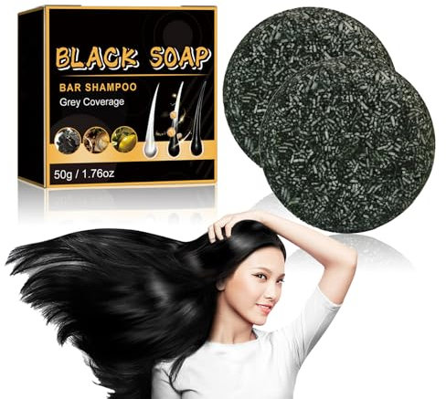 Tkekruh 2PC Sapone Grigio Lucido 50g, Barra Shampoo per Scurire i Capelli, Nutrire le Radici dei Capelli, Restore Natural Hair Color, Favorisce la Crescita dei Capelli, Repairing