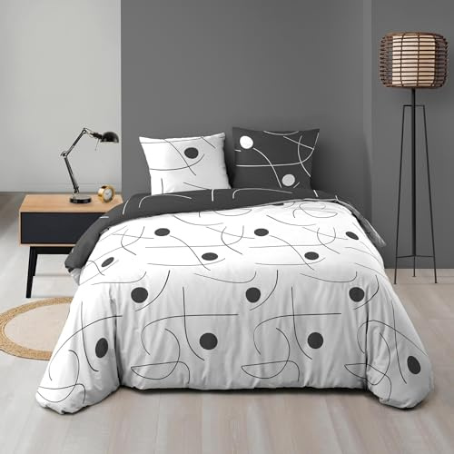 Douceur d'Intérieur Sonate - Juego de Cama de 3 Piezas Reversible (240 x 220 cm), Microfibra Estampada