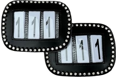 Competition Number Holder 3 Digit for bridles and Saddle pads with Rhinestones (Black)
