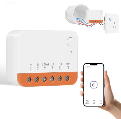 AXFEE 1Pezzi MINI R4 WiFi Smart Switch 2-Way, Interruttore Intelligente Fai-Da-Te, Modalità Staccabile, WiFi 2.4G, Controllo APP, Funziona con Alexa, Google Home, eWeLink