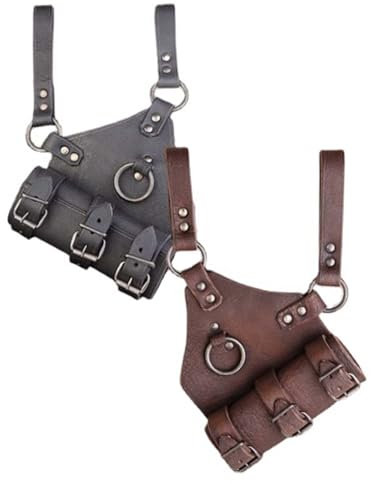 FHUILIJH Mittelalterlicher Schwert Gürtelhalter, Leder Schwert Frosch, Renaissance Retro Cosplay Schwert Holster für Männer Frauen,Braun,20cm