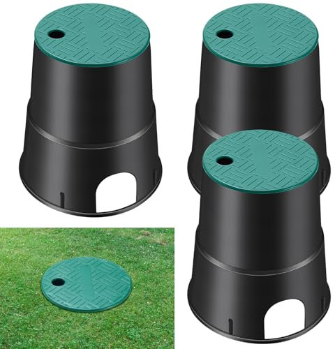 Tandefio 3 Pcs 910 Electrical Splice Box 6 Inch Diameter Underground Electrical Junction Box Inground for Outdoor Wiring Splices, Black