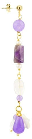 Lebole Orecchino Donna, Orecchino Donna Pendente Elegante e Leggero, in Ottone Galvanizzato Oro con Resine e Pietre Naturali, Gioielli Donna Artigianali Made in Italy, Idea Regalo Ricercata