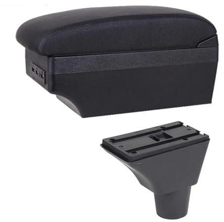MObyat Caja Almacenamiento Coche Caja De Reposabrazos para Coche, Contenido De Tienda Central, Decoración De Estilo con Portavasos, Accesorios USB para Ibiza 6j 6L(E Black Line 1)