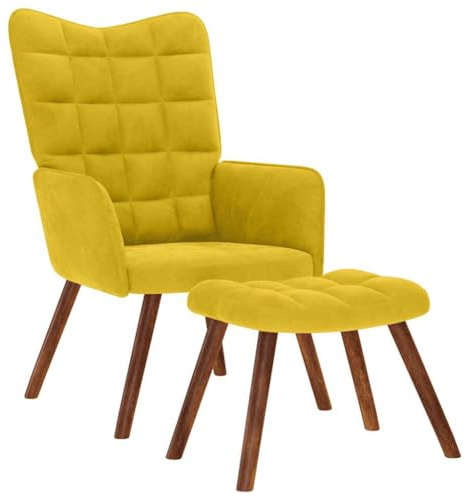 vidaXL Relaxsessel mit Hocker Gelber Samt
