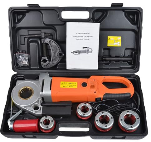 Filiera Elettrica per Filettatura Di Tubi Kit per filettare tubi a cricchetto, macchina per filettare tubi elettrica, motore in rame, macchina per filettare tubi portatile, leggera e compatt