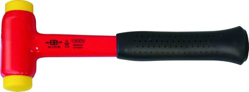 Eulenbach vollisolierter Schonhammer 745-25 – Rückschlagfreier Hammer mit auswechselbarem Kopf, isoliert bis 1000 V, 25 mm Kopfdurchmesser 491221