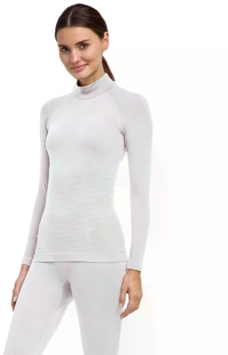 FALKE Maximum Warm High Neck W L/s Sh filo funzionale asciugatura rapida 1 pezzo, Maglia Donna, Bianco White 2860, M