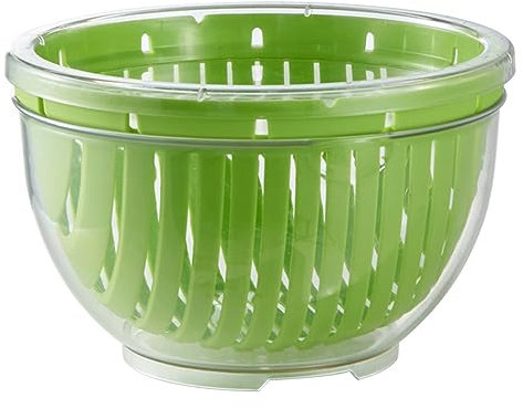 TUKRPQMRI Vegetable Fruit Soaking Basin Multi-Functional Drain Basket Salad Slicer Combo Double-Layered Fruit Vegetable Storage Bucket Easy-to-Clean Versatile Veggie Choppers Spinner White/427(Green)
