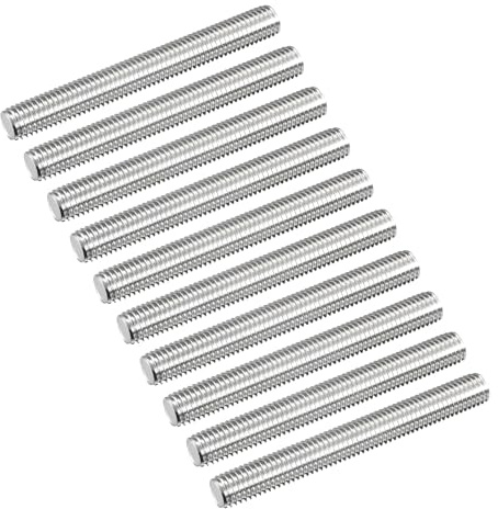 QUARKZMAN 10 Stück Gewindestange M12 x 100mm Vollgewindestange 304 Edelstahl V2A Gewindestangen A2 Metrisch Gewindebolzen VA Gewindestab Rechtsgewinde Gewindestift