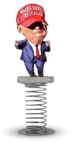 MONTY SOUL Donald Trump Feder-Gongolo – Lustige Dekoration für Armaturenbrett, Auto und Büro – Lustiges Autozubehör und originelles Geschenk für Männer und Frauen (Version 4)