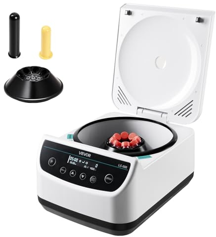VEVOR Centrifugeuse électrique 100-1900 x g RC, machine centrifuge laboratoire avec rotor unique pour tubes de 2/5/10/15 ml, faible vitesse 500-4000 tr/min, avec minuterie, pour diverses expériences