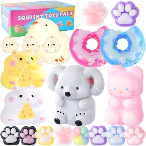 20 Stück Taba Squishy Spielzeug - Fufu Squishy Sensory Set mit Katzenpfoten & Küken Designs, Anti Stress Spielzeug für Autismus, Sensorik Spielzeug, Partygeschenke & Geburtstagsgeschenke