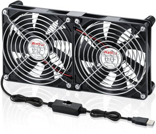 athai 2X 140mm USB Powered Cooling Fan 2 in 1 with Speed Control for PC Computer Cabinet PS5 Xbox AV Receiver Cooler