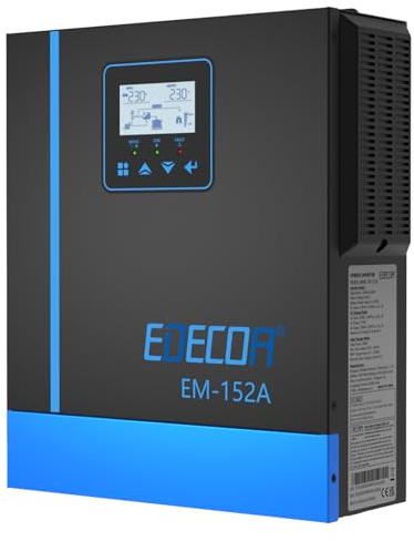 EDECOA Hybrid Wechselrichter 1500w 24v 230v 1500VA Solarladegerät MPPT 40A Pur Sinus 30-150Vdc Off-Grid BMS Kommunikation Batterieladegerät Netzpriorität Solarladeregler (WiFi kompatibel)