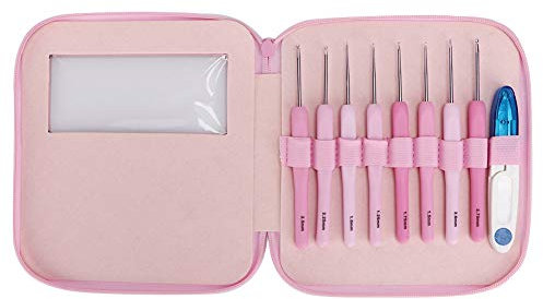 Soft Plastic Hook Set with Thread Cutter for Household Sewing Accessories, Rose Pink Knitting Needles Kit for Crochet Enthusiasts
