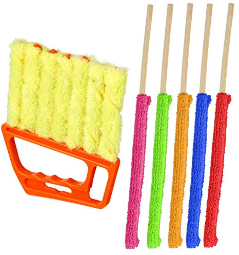 CIYODO Bastoncillo De Limpieza Para Persianas Plumero Con Palitos De Microfibra Herramienta De Limpieza Para Ventanas y Grietas