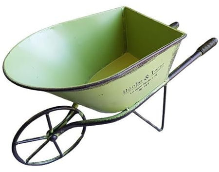 YUTNGYNG Small Metal Wheelbarrow Planter Vintage Iron Garden Decor For Patio Yard, Outdoor Flower Pots Plant Stand Home Art Ornament, For Backyard And Patios Plant Display