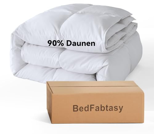 BedFabtasy Daunendecke 240x220 cm aus 90% Daunen und 10% Federn, Ganzjahresdecke Bettdecke 240x220 cm, 100% Bauwolle, Allergiker geeignet, Öko-Tex 100, DOWNPASS, RDS Zertifiziert für Tierwohl