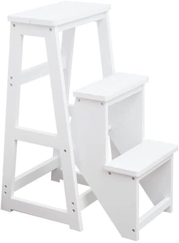 OZBME Escabeau Pliant d'intérieur, échelle en Bois à 3 marches, Tabouret Multifonction pour Cuisine, bibliothèque, Grenier et Jardin