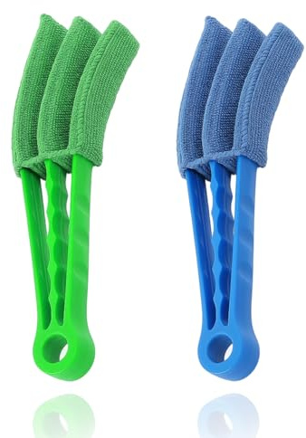 Lotnery 2PCS Blind Cleaner Brush Set - Removable Washable Sleeves with PP Handle for Venetian Window Blinds, Air Conditioners & Car Vents in Blue and Green