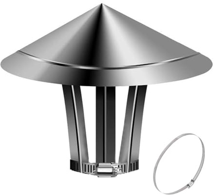 Comignolo in Acciaio Inox Cappello Cinese Canna Fumaria Antivento E Antipioggia Terminale Cappello Stufe Legna, Pellet E Caldaie Varie Misure(12cm)