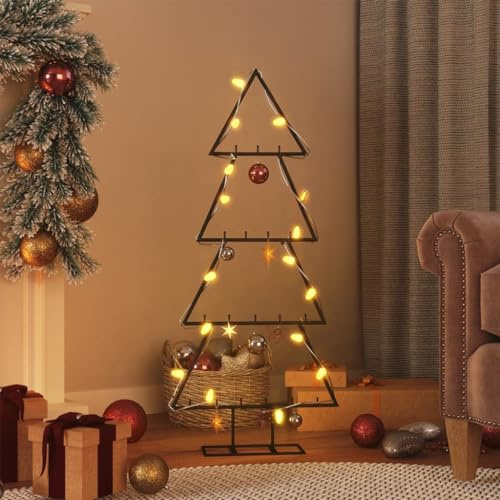 Árbol de Navidad de Metal Decorativo DIY con Base Sólida y Ganchos para Adornos - Marco de Acero Moderno para Decoración Festiva del Hogar