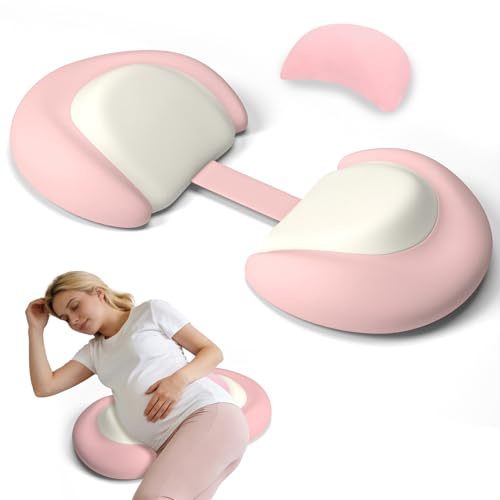 XIAPIA Almohada Embarazada Ajustable,Cojin Embarazada de Memoria Ergonómica | Almohada Corporal Suave para Embarazada de Tejidos Fríos, Dormir de Lado, Apoyo Espalda, Almohada Maternidad Liviana, Rosa