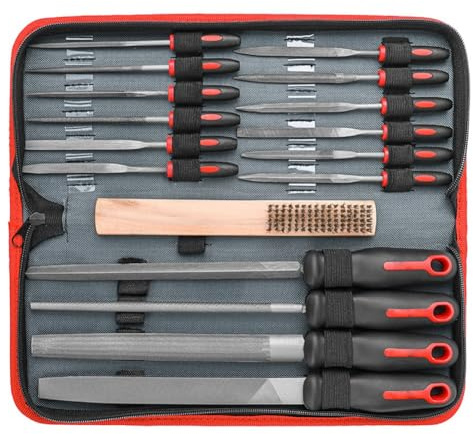 Bosiyrggrl Juego de 16 Limas Manuales de Metal con Doble, Limas Grandes y Pequeñas con Cepillo, Limas de Acero para Trabajos con Limas de Metal y Limas de Madera.