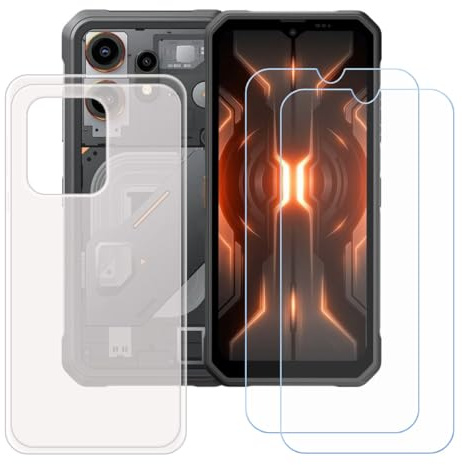 CongJiaLingXi Funda para Oscal Marine 3 (6.56) + Screen Protector, Translúcido Suave Silicona Caso + [2 Piezas] Cristal Templado Film Vidrio.
