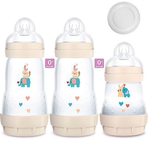 MAM Anti-Colic Bottle 160 ml & 260 ml // Set of 3 Plain // Includes Teat Size 1 From Birth //