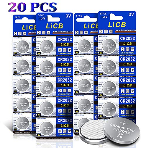 LiCB 20 PCS CR2032 Lithium Coin Battery- 245mAh Ultra High Capacity with Powerful 3V Output, Specialty Technology for tv remote,car fob,motherboard,Calculators and More(2032/DL2032)