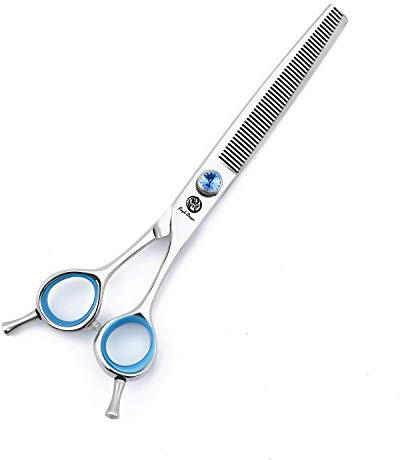 Purple Dragon Touch Pet Blenders Shears, 7.0 50-Tooth Thinning Scissor for Dogs, 440c Japanese Stainless Steel Texturizers Dog Thinning Shears(Blue)
