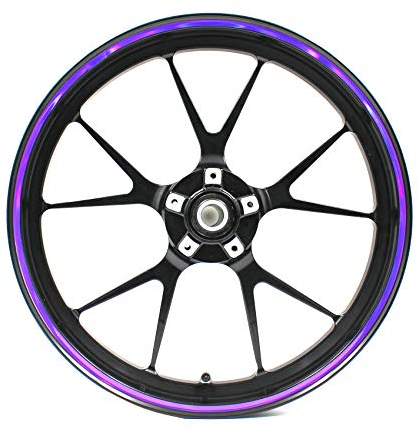 Finest Folia Pegatina para la llanta ancho 7mm cromo hologramma con herramienta de montaje 16 17 18 19 montaje tira decorativa para motocicleta, coche, bicicleta (holograma morado)