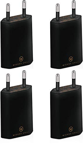 Wicked Chili 4X Pro Series Netzteil USB Adapter kompatibel mit Apple | iPhone, Samsung Galaxy / Handy Ladegerät, Smartphone Netzstecker (1A, 5V) schwarz