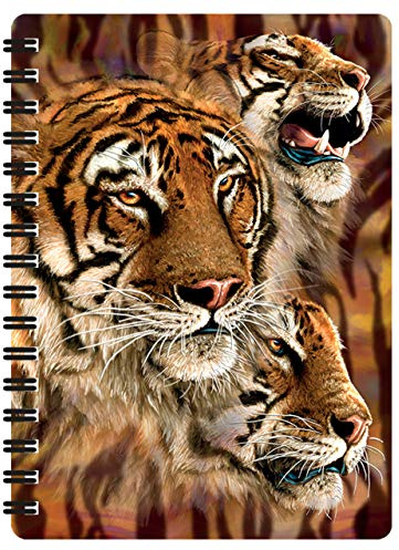 3D LiveLife Jotter - Tiger Strimmor från Deluxebase. Linskulär 3D Stor Katt A6 Spiralbok med vanliga sidor i återvunnet papper. Konstverk licensierat från den kända konstnären Steven Michael Gardner.