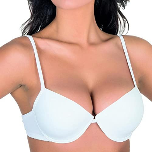 AC Milan 1 Pezzo Reggiseno Donna Aris 1800 Imbottito in Microfibra con Ferretto - Coppa B. Bianco 3B