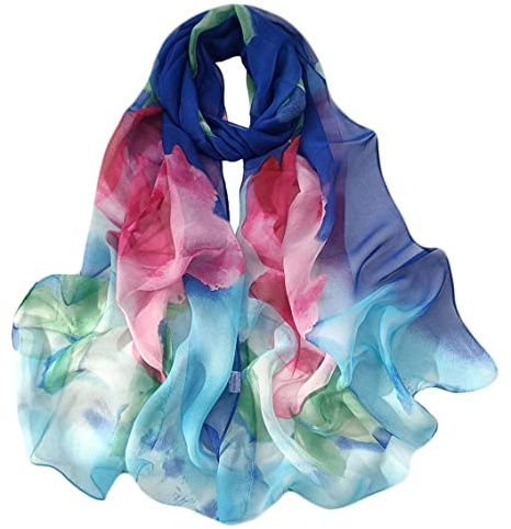 Pokeedioty Scarfs for Women Lightweight Fashion Scarves Elegant Floral Pattern Sheer Scarfs (Y-163)