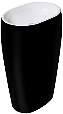 doporro Lavabo Colonne Ovale Noir + Blanc Vasque sur Pied Solid Surface Lave Mains pour Salle de Bain 53,5x36x85cm Colossum32