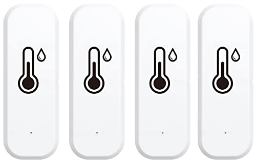URPIZY WiFi-Hygrometer-Thermometer, Smart-Life-Thermometer, Hygrometer-Sensor mit Fernüberwachung und Benachrichtigungsalarm für Schlafzimmer, Babyzimmer, Gewächshaus (4 Stück)